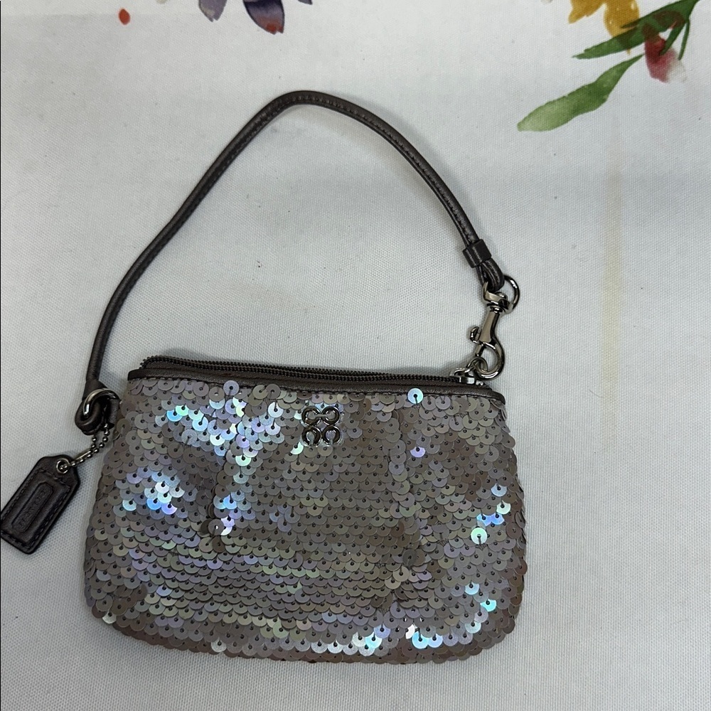 Coach Mermaid Sequin Wristlet with Shimmering Accents